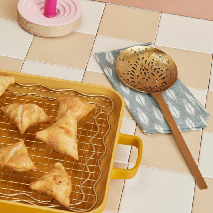 Golden Fry Set and Griddle Pan with samosas