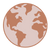 Simple illustration of a brown globe showing the continents of North America, South America, Europe, and Africa on a light background.