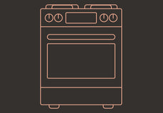 Outline of a stove on a black background