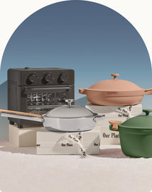 shop gifts under $200 - black wonder oven, pink always pan, chrome titanium always pan pro, and green perfect pot