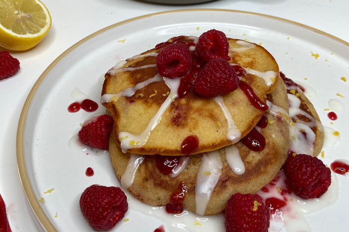 Fluffy Lemon & Raspberry Pancakes