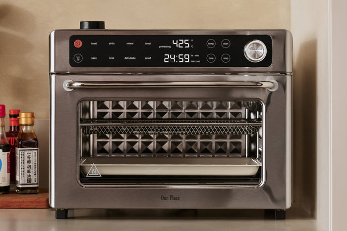 Stainless steel, small oven on a countertop