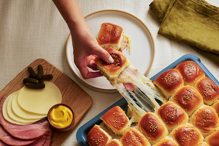 Garlicky Ham and Cheese Sliders 