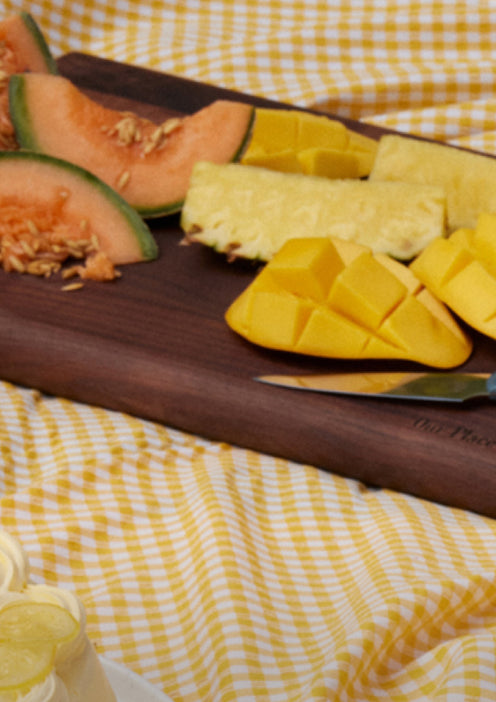 cut fruit on cutting board