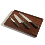 Black Serrated Slicing Knife Everyday Chefs Knife Perfect Paring Knife and Walnut Cutting Board bundle