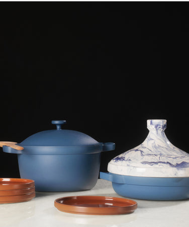 Our Place - Black Friday Sale 2022 - Ovenware Set in Lavender, Demi Bowls in Terracotta, Demi Plates in Terracotta, Perfect Pot in Blue Salt, Always Pan in Blue Salt and Tagine in Midnight Marble