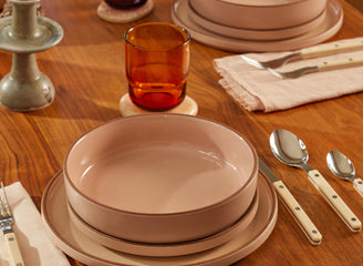 spice dinner bowls, salad plates, dinner plates on table