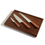 Pink Serrated Slicing Knife Everyday Chefs Knife Perfect Paring Knife and Walnut Cutting Board bundle