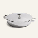 The Titanium Braiser Pro 28 cm, featuring a matching lid and two side handles, is displayed on a plain light background.