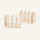 Two beige Universal Storage organizers with vertical dividers create four slots each—ideal for cookware or Wonder Oven accessories on a light background.