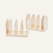 Two beige Universal Storage organizers with vertical dividers create four slots each—ideal for cookware or Wonder Oven accessories on a light background.