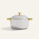 Titanium Perfect Pot Pro 7 L: a large silver pot with a matching lid, gold-toned handles, and a gold-toned lid knob.