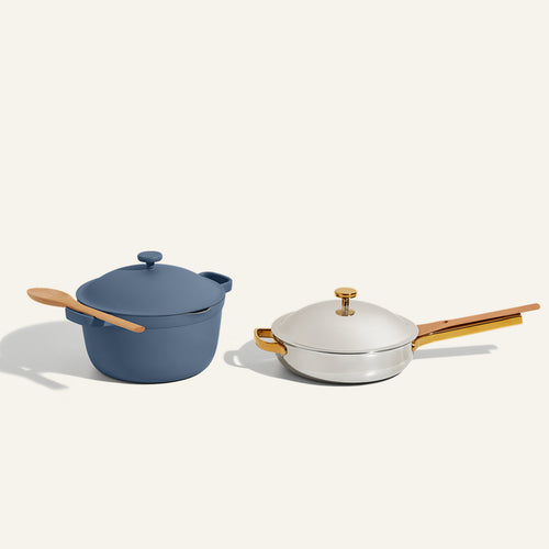 Titanium & Ceramic Cookware Duo-Gold/Blue Salt