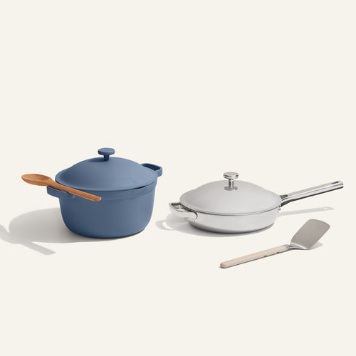 Titanium & Ceramic Cookware Duo-Chrome/Blue Salt