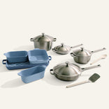 Titanium Pro Cookware + Bakeware Set-Brushed/Blue Salt