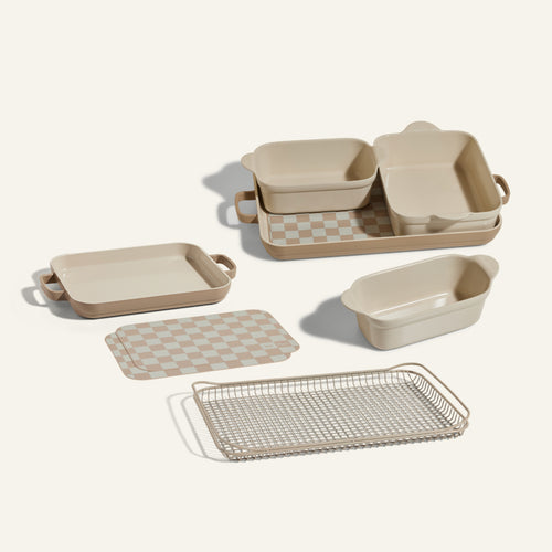 beige ultimate bakeware set