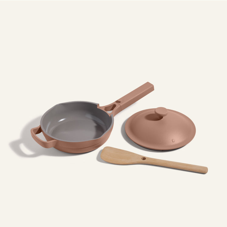 Pink Mini Always Pan with nesting Beechwood Spatula