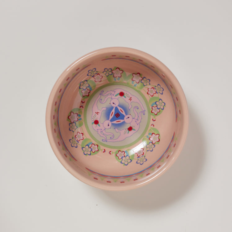 pink year of the rabbit rice bowl