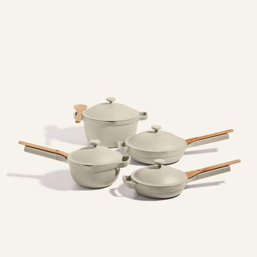 Beige Always Pan, Perfect Pot, Mini Always Pan, Mini Perfect Pot, Cookware Set bundle